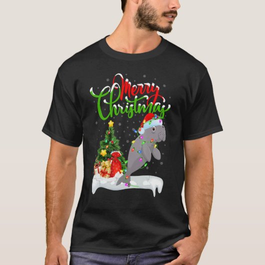 T-shirt Manatee   Xmas Decorations Santa Manatee Christmas (Devant)
