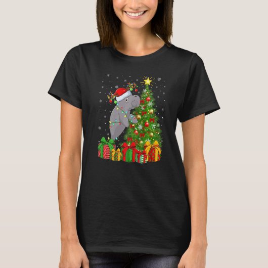 T-shirt Manatee  Xmas Holiday Santa Manatee Christmas Tree (Devant)