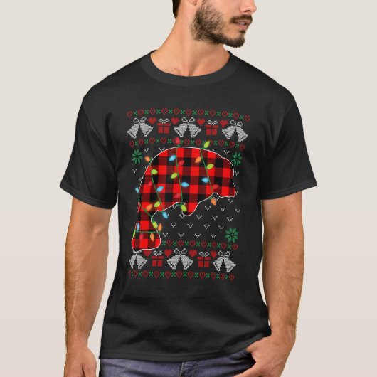 T-shirt Manatee Xmas Lights Ugly Christmas Sweater (Devant)