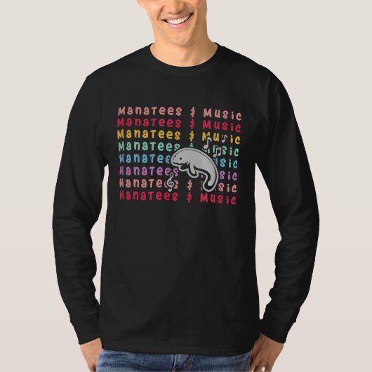 T-shirt Manatees and Music Notes Musician Sea Animal (Devant)