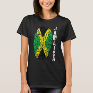 T-shirt Manche Graphique Empreinte Digitale Drapeau Jamaïc