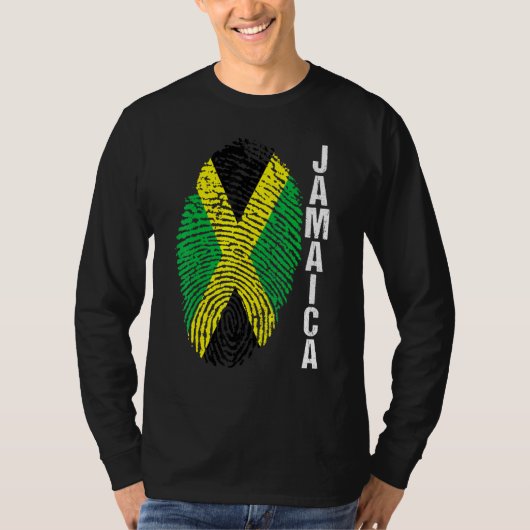 T-shirt Manche Graphique Empreinte Digitale Drapeau Pays J (Devant)