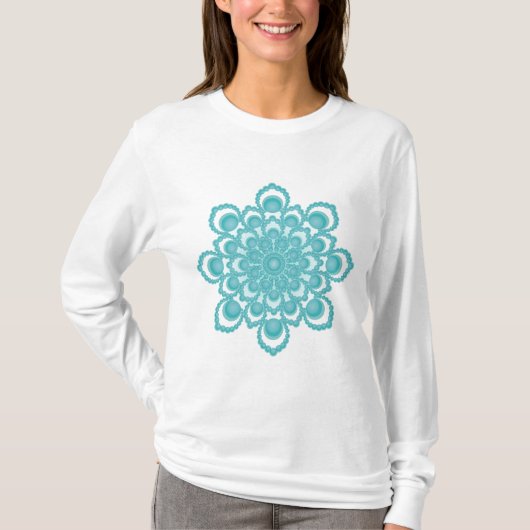 T-shirt Manche longue Mandala Flower Turquoise (Devant)