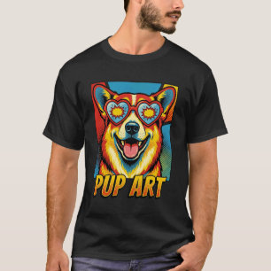 T-shirt Manche longue style comic rétro Pop Art Corgi