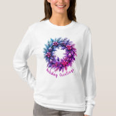 T-shirt Manches Longues Festives Roses Et Violettes (Devant)