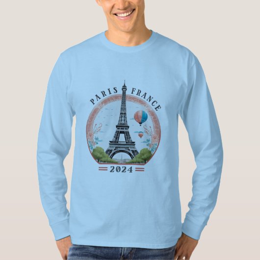 T-shirt manches longues pour hommes Paris France 2 (Devant)