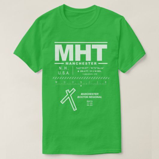 T-shirt Manchester-Boston Regional Airport MHT (Design devant)