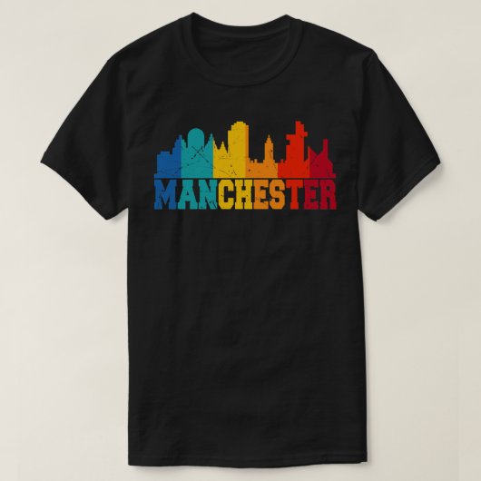 T-shirt Manchester Retro Skyline (Design devant)