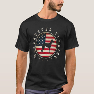 T-shirt Manchester Terrier Usa Drapeau 4 juillet Chien Mam