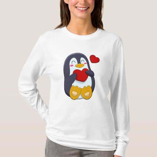 T-shirt Manchot avec cœur (Devant)