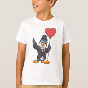 T-shirt Manchot en marié avec ballon en forme de cœur