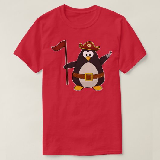 T-shirt Manchot en pirate avec ceinture de pirate chapeau  (Design devant)
