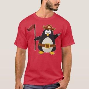 T-shirt Manchot en pirate avec ceinture de pirate chapeau 