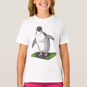T-shirt Manchot en snowboardeur avec planche à neige