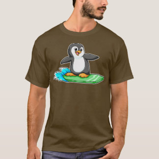 T-shirt Manchot en surfeur avec planche de surf 2