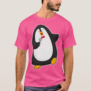 T-shirt Manchot en train de chanter avec cravate de microp