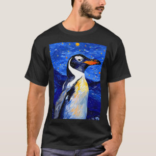T-shirt Manchot Gentoo Nuit Étoilée Peinture Hommes Femmes
