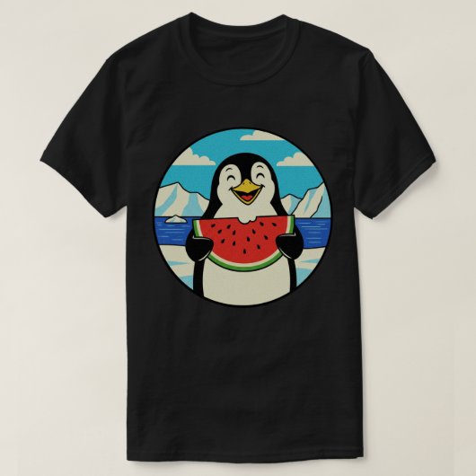 T-shirt Manchot heureux mangeant de la pastèque - Vibes d' (Design devant)