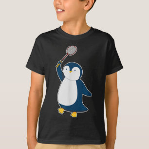 T-shirt Manchot joueur de badminton et de volant