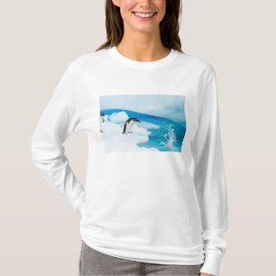 T-shirt manchot papou, Pygoscelis Papua, sautant
