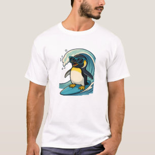 T-shirt Manchot surfeur cool avec lunettes de soleil