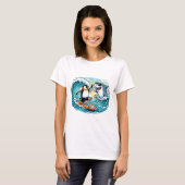T-shirt Manchot surfeur et requin high five (Devant entier)