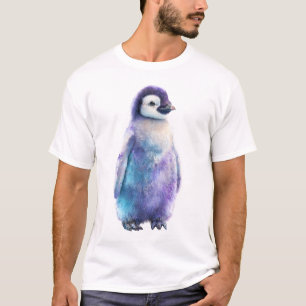 T-shirt Manchots Galactiques Vibrants à l'Aquarelle pour H