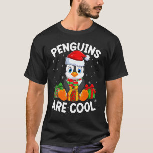 T-shirt Manchots Mignons Avec Chapeau De Père Noël De Noël