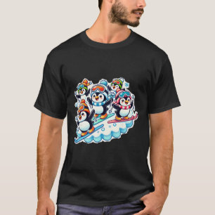 T-shirt Manchots skieurs en tenue de neige appréciant la p
