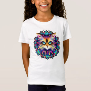 T-Shirt Mandala avec joli portrait de chat en fureur
