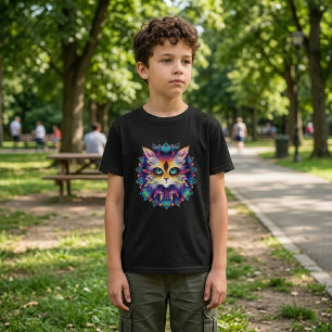 T-shirt Mandala avec portrait de chat mignon et duveteux