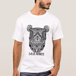 T-shirt Mandala classique sauver nos rhinocéros