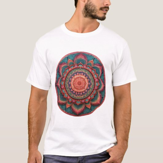 T-shirt Mandala couleur vive (Devant)