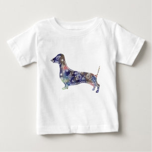 T-shirt Mandala Dachshund Fine Jersey, blanc