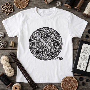 T-shirt Mandala de boule de fil noir et blanc