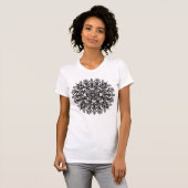 T-shirt Mandala de champignons psychédéliques noir et blan (Devant entier)