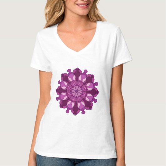 T-shirt Mandala de fleurs violet royal (Devant)