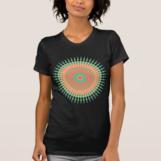 T-shirt Mandala design vert, orange indienne (Devant)