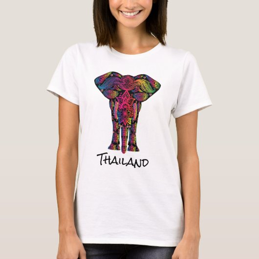 T-shirt Mandala Elephant de Thaïlande décorative fantaisie (Devant)