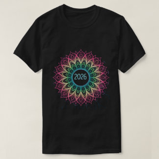 T-shirt Mandala fractal psychédélique 2026 avec néon