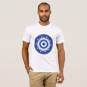 T-shirt Mandala Grec Mal Oeil Bleu Blanc (Devant entier)