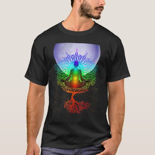 T-shirt Mandala Moon Chakra Tree Life (Devant)