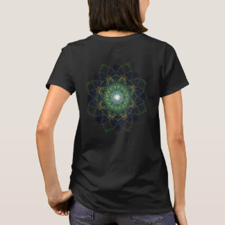 T-shirt Mandala Sagrado Cósmico: Elegancia en Oro, Esmeral