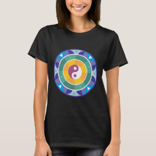T-shirt Mandala spirituel Yin Yang chinois aux couleurs de