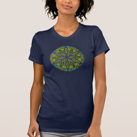 T-shirt Mandala Starburst Vert/Bleu (Devant)
