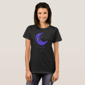 T-shirt Mandala Style Crescent Violet Lune OEil attentif (Devant entier)