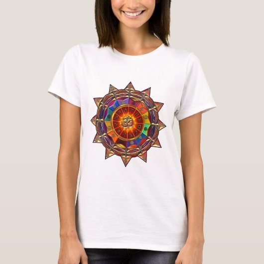 T-shirt Mandala symbolique de Sun d'or (Devant)