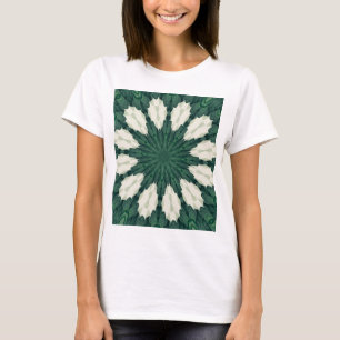 T-shirt Mandala tropical vert et feuille argentée de Sacra