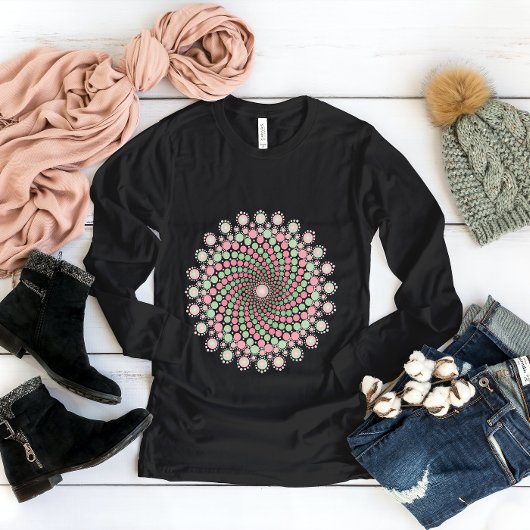 T-shirt Mandala vert et rose