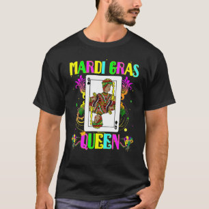 T-shirt Mandi Gras Black Queen of Poker Card Darkened